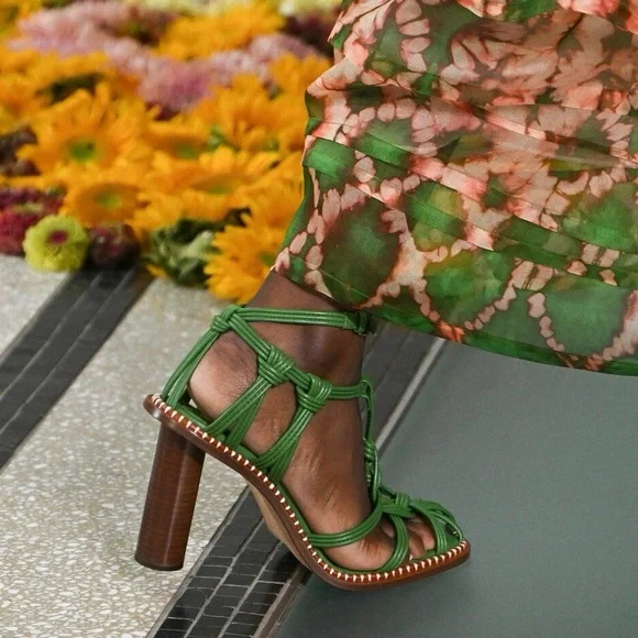 ULLA JOHNSON Tula Knotted High Heel Sandal in Lichen US8 EU38 - Picture 4 of 16